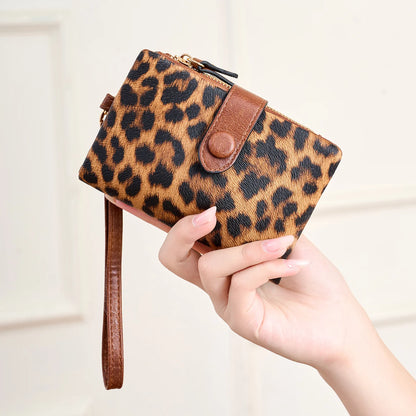 Animal Print Women's Wallet – PU Leather Zipper Wristlet