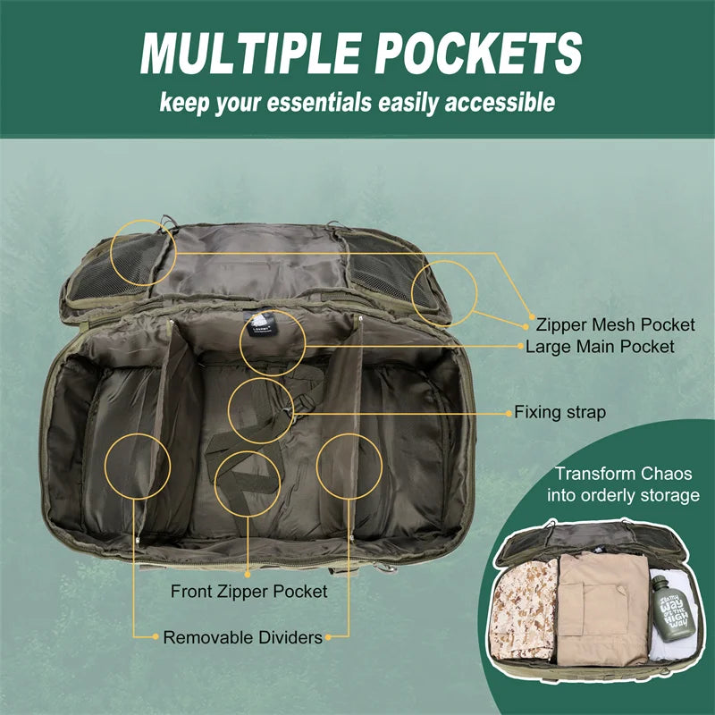 Tactical Duffle Backpack – 25L 45L 80L MOLLE Camping Travel Bag