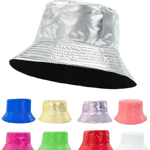 Reversible Faux Leather Bucket Hat for Women – Waterproof PU