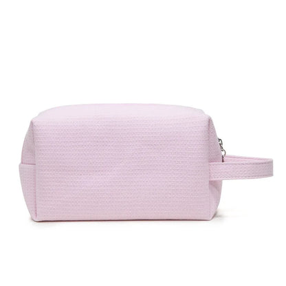Makeup Travel Bag for Women – Soft Cotton Cosmetic Pouch with Wrist Handle