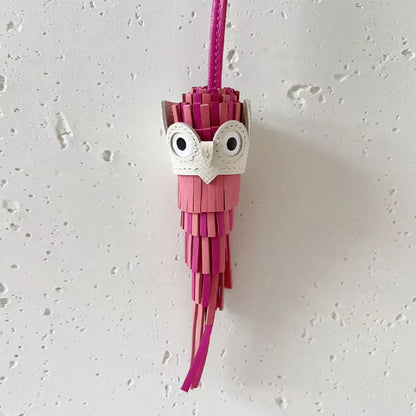 Leather Owl Keychain – Handcrafted Bag Charm Pendant