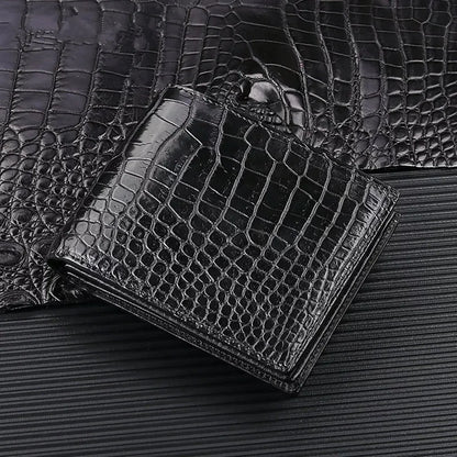 Crocodile Leather Men's Wallet – Short Bifold Multi-Card Retro Style
