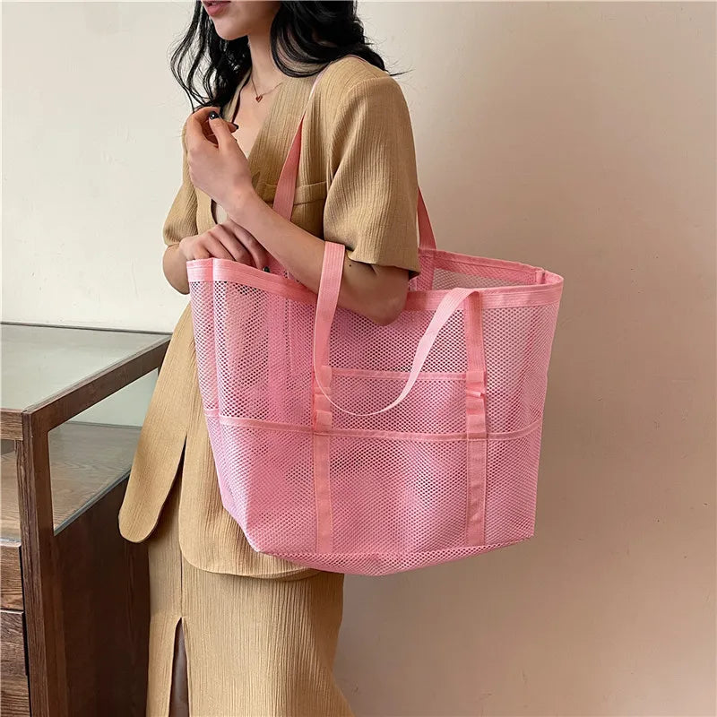 Oversized Mesh Tote Bag Women's Large Beach Shopper