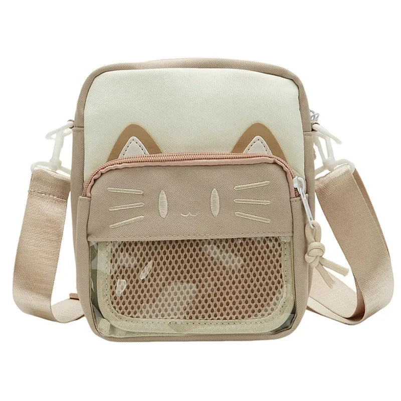Ita Bag Mini Crossbody – Harajuku Nylon Shoulder Bag with Clear Window for Pins & Badges