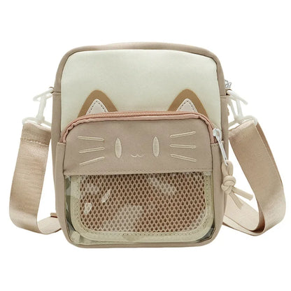 Ita Bag Mini Crossbody – Harajuku Nylon Shoulder Bag with Clear Window for Pins & Badges