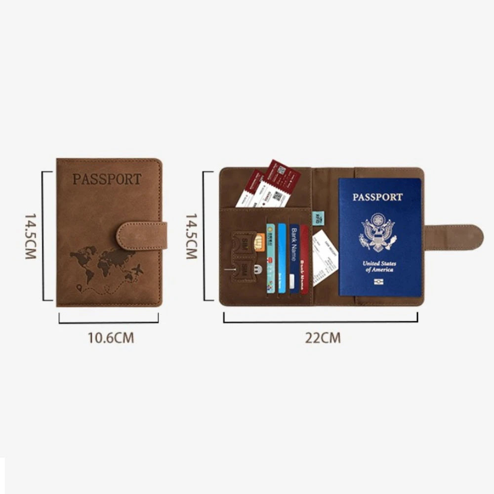 RFID Passport Holder – Travel Wallet with Card Slots & Magnetic Snap