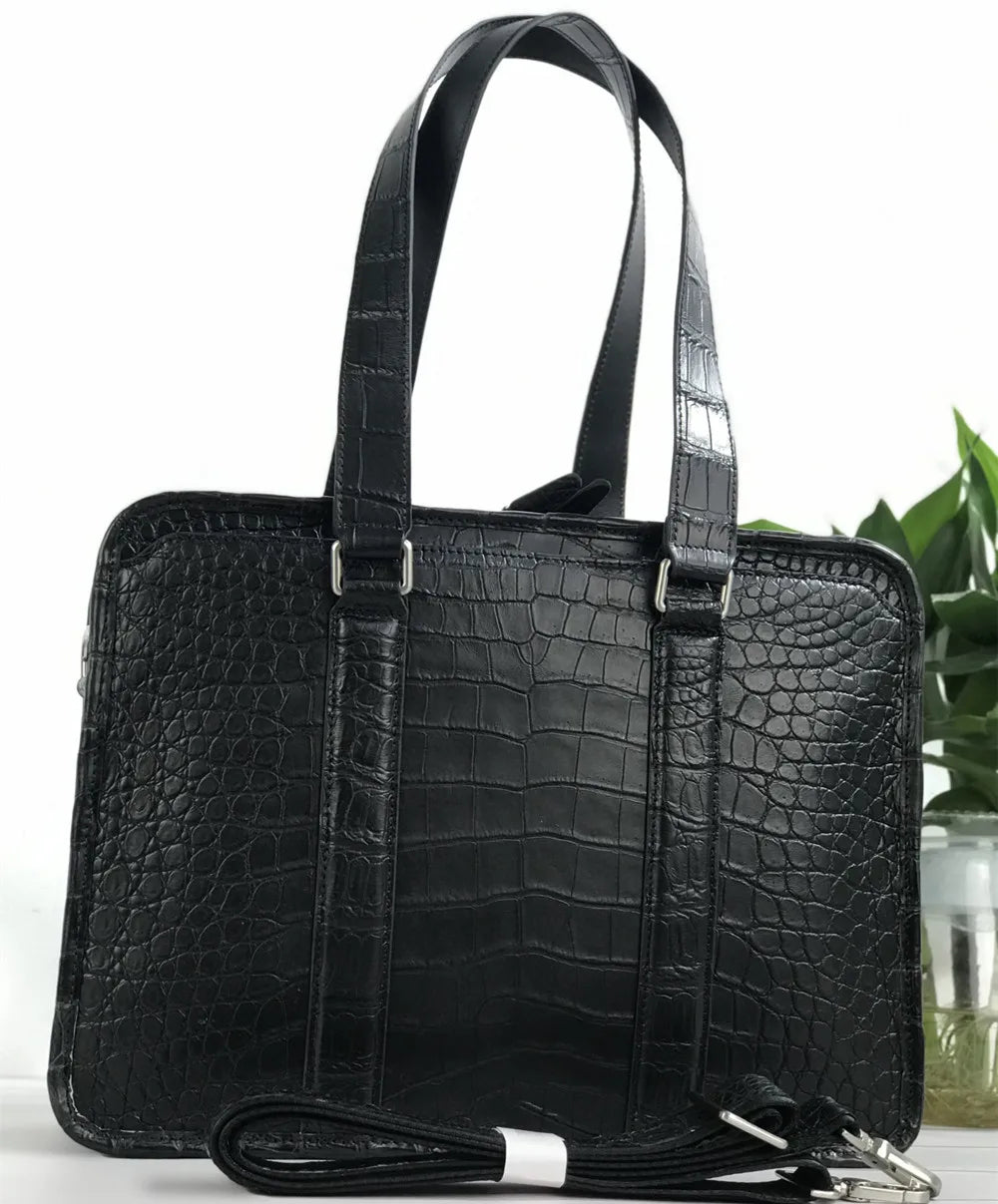 Crocodile Leather Laptop Briefcase – Luxury Men's Bag