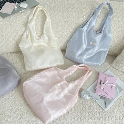 Satin Tote Bag – Large Capacity Lightweight Shoulder Bag for Women