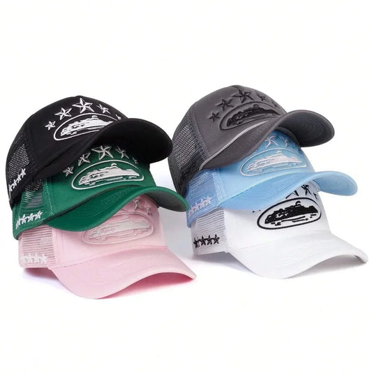 Unisex Men Women Cap Pentagram Embroidery Baseball Net Caps Spring Summer Outdoor Adjustable Casual