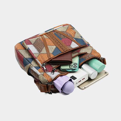 Patchwork Leather Shoulder Bag – Large Capacity Vintage Hobo Handbag
