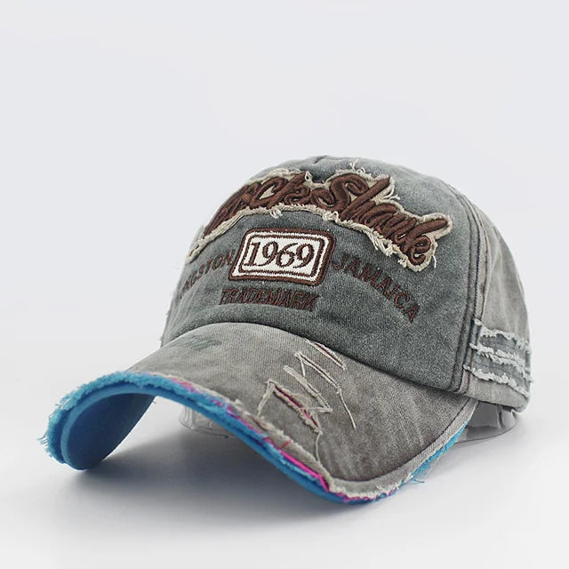 Washed Cotton Baseball Cap – Embroidered Letter W Snapback