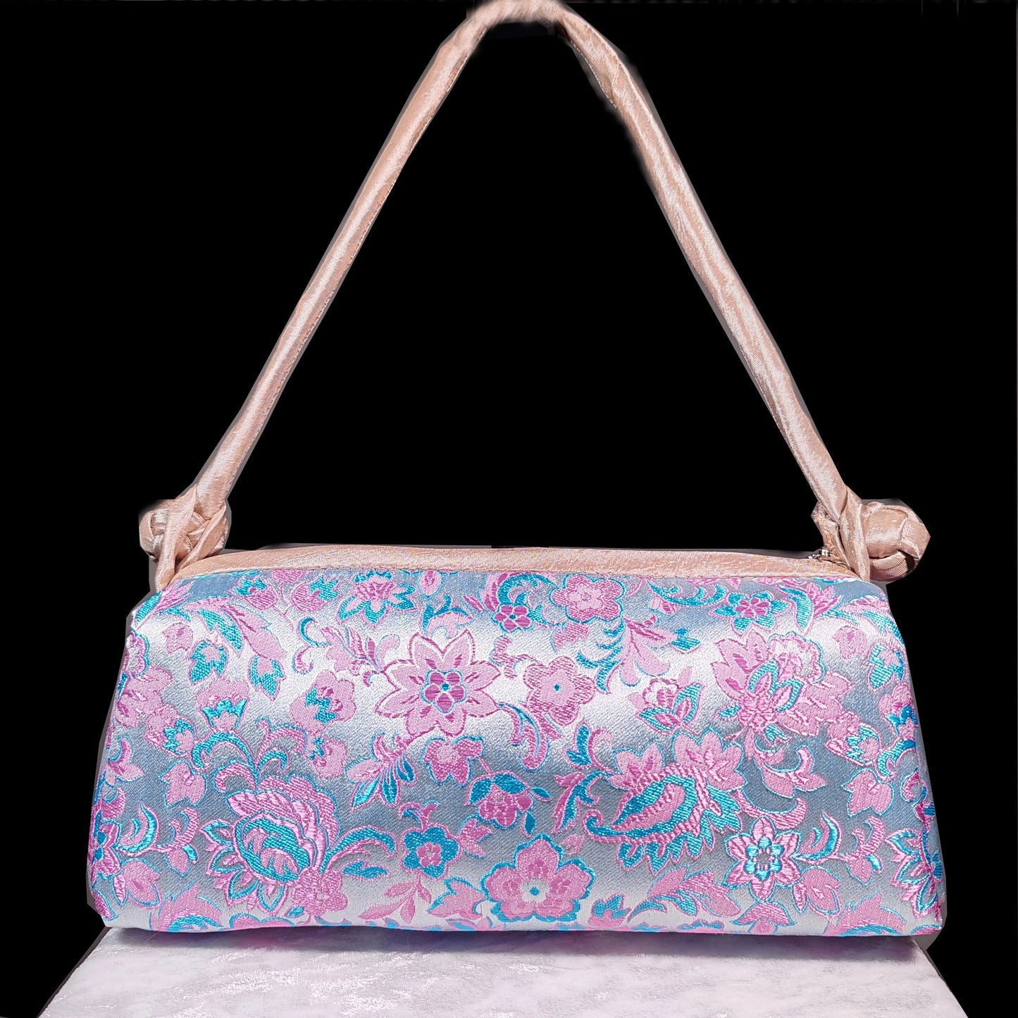 Embroidered Silk Shoulder Bag – Floral Cheongsam Purse