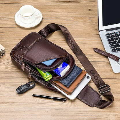 Genuine Leather Men's Chest Bag Sling Crossbody Bag