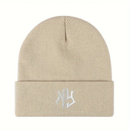 NY Embroidered Knit Beanie – Unisex Winter Hat
