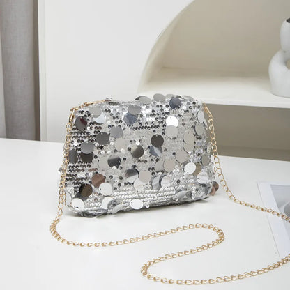 Sequin Chain Shoulder Bag for Women – Glam Crossbody Clutch Purse