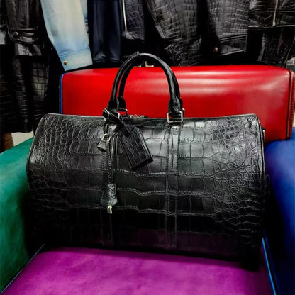 Crocodile Belly Leather Duffle Bag – Men's Luxury Travel Bag