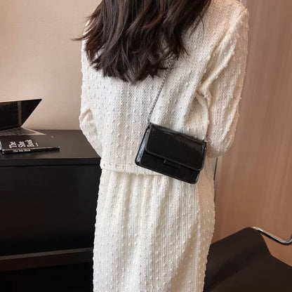 Vintage Women Silver Chic Crossbody Bag Luxury Designer Small Shoulder Bags Gold Mini Square Cute Pu