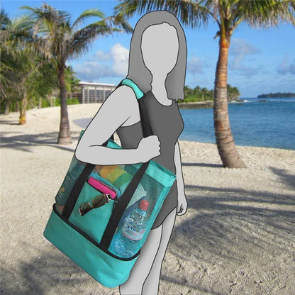 Large Mesh Beach Tote Bag with Waterproof Bottom