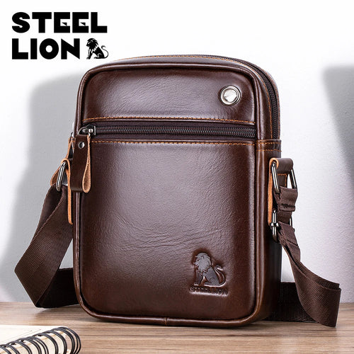 Steel Lion Men's Genuine Leather Crossbody Bag