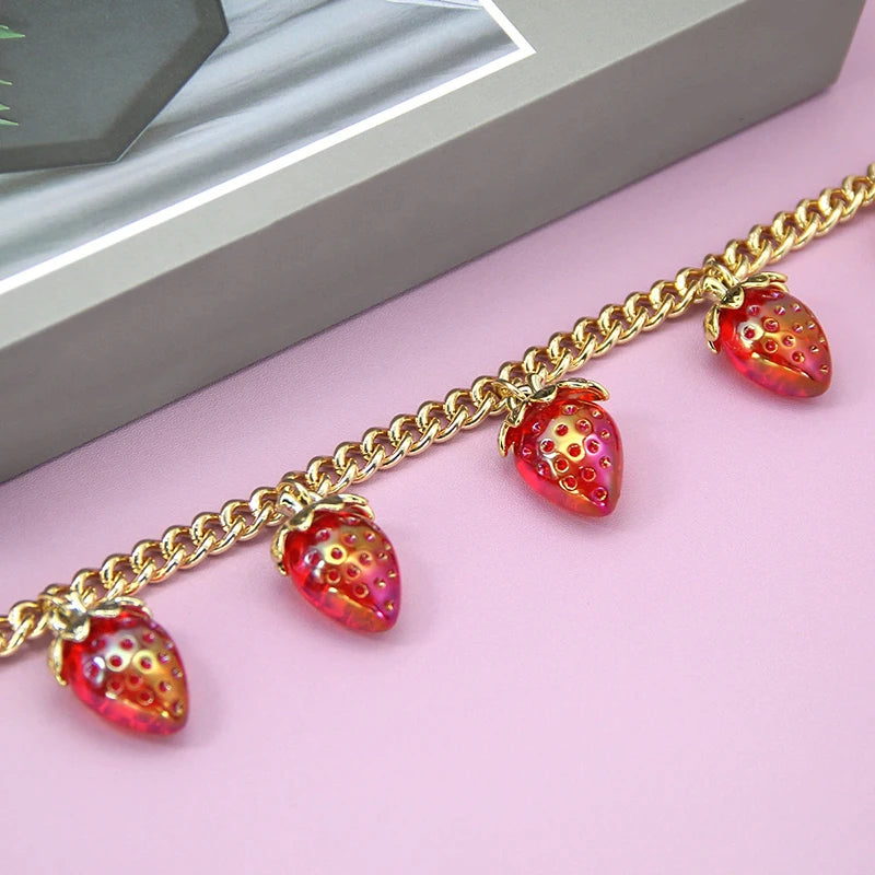 Strawberry Bag Charm Chain – Cute Pendant Keychain Accessory