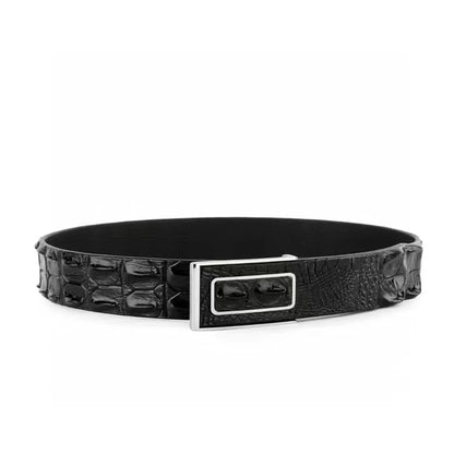 Crocodile Leather Men's Luxury Belt with Gold Buckle