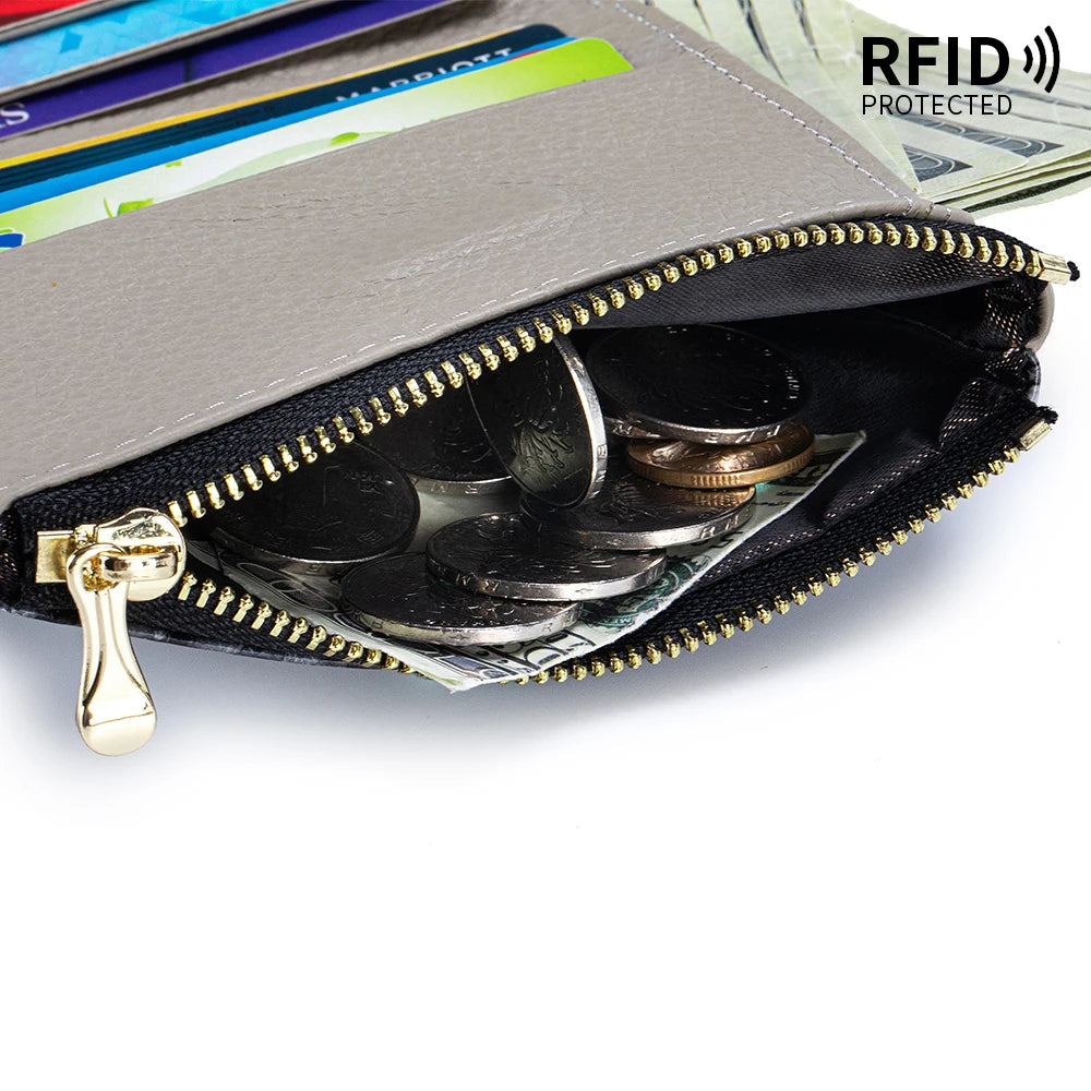 RFID Blocking Women's Genuine Leather Serpentine Clutch Wallet