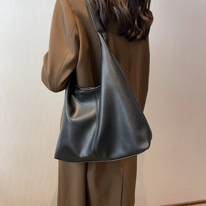 Large Capacity Leather Tote Shoulder Bag – 2-in-1 Shopper Set