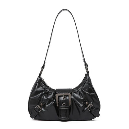 Y2K Pleated Hobo Shoulder Bag – Retro Buckle Underarm Clutch for Women