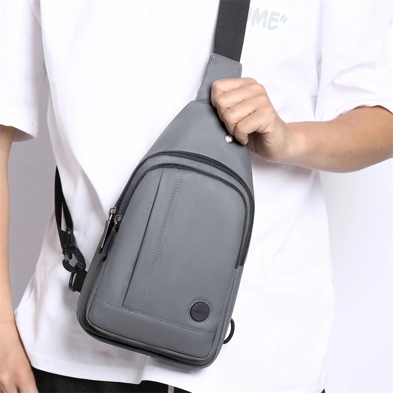 Men's Nylon Sling Chest Bag Waterproof Crossbody Pack