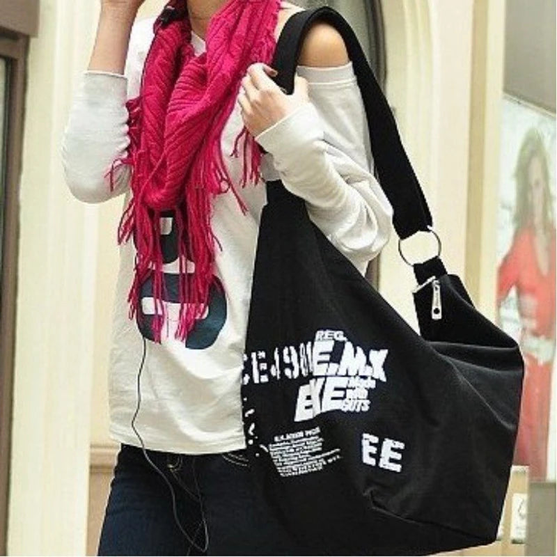 Large Canvas Hobo Shoulder Bag for Women – Letter Print