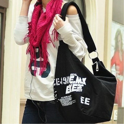 Large Canvas Hobo Shoulder Bag for Women – Letter Print