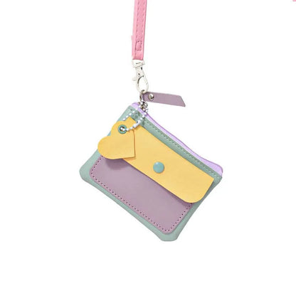 Cute Lanyard Card Holder Wallet – Korean Style Macaron Neck Pouch