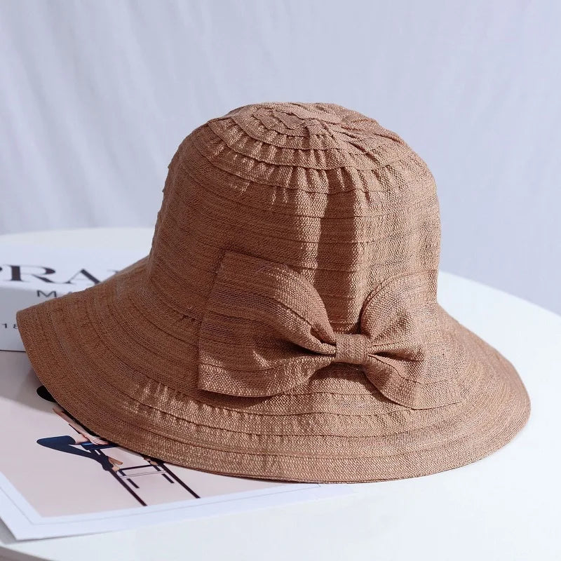 Women's Wide Brim Sun Hat with Bow – Foldable UV Protection