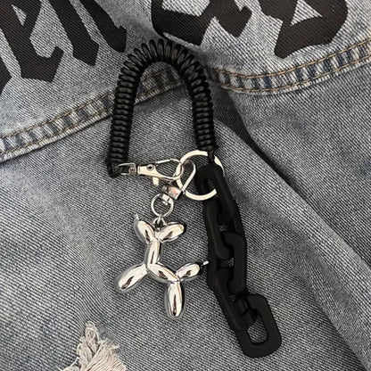 Balloon Dog Keychain with Coil Wrist Strap & Chunky Chain