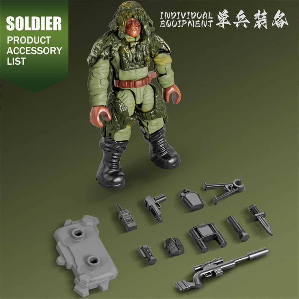 Military Soldiers Building Blocks Minifigures Set with Weapons & Accessories
