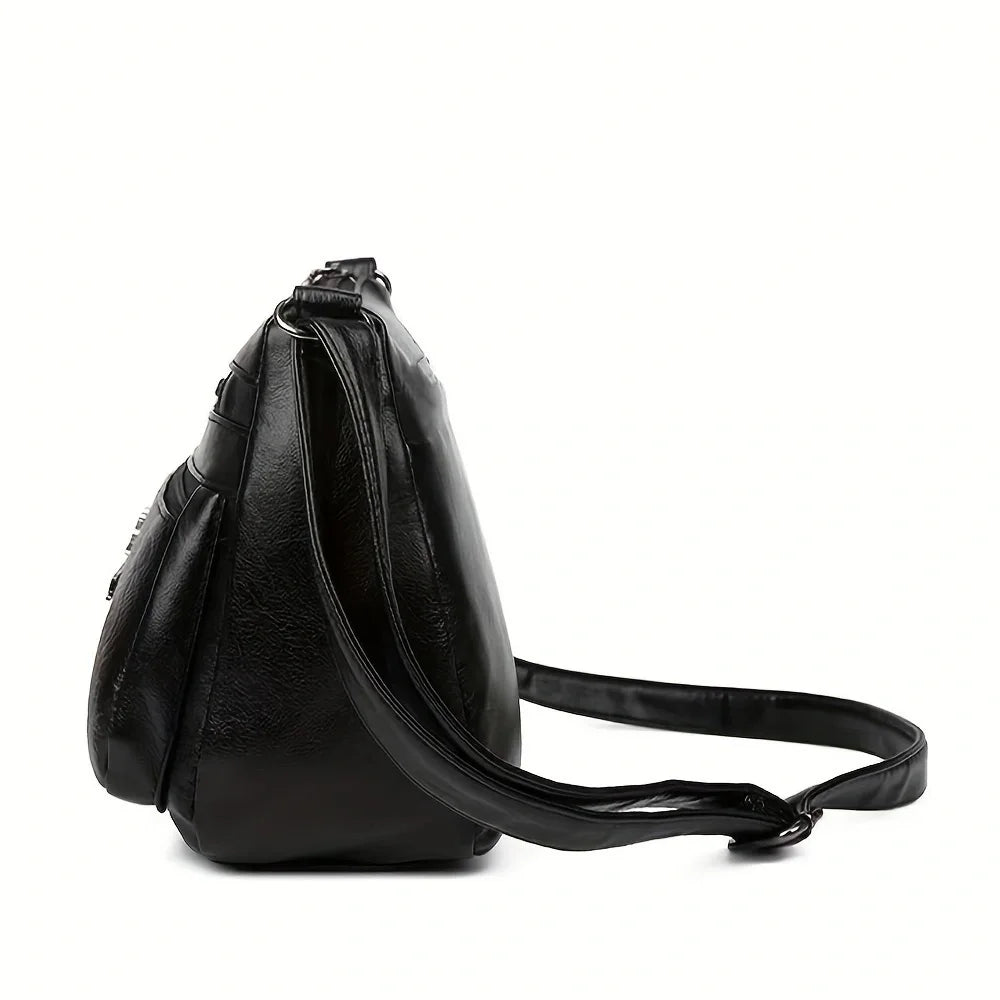 Women's PU Leather Crossbody Bag – Multi-Pocket Shoulder Purse