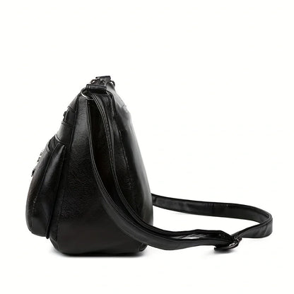 Women's PU Leather Crossbody Bag – Multi-Pocket Shoulder Purse