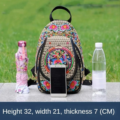 Embroidered Mini Backpack – Ethnic Boho Chest Bag for Women