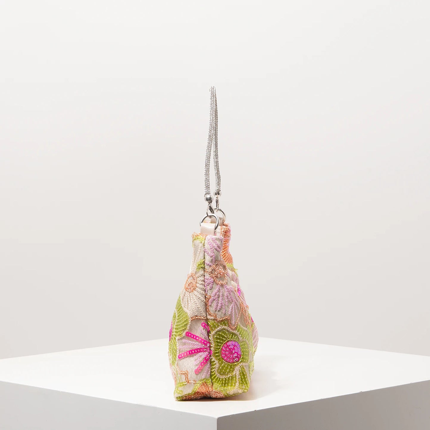 Sequin Floral Embroidery Shoulder Bag – Evening Clutch
