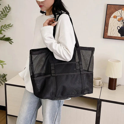 Oversized Mesh Tote Bag Women's Large Beach Shopper