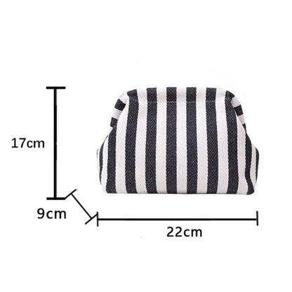 Striped Woven Crochet Handbag – Large Capacity Women's Beach Bag