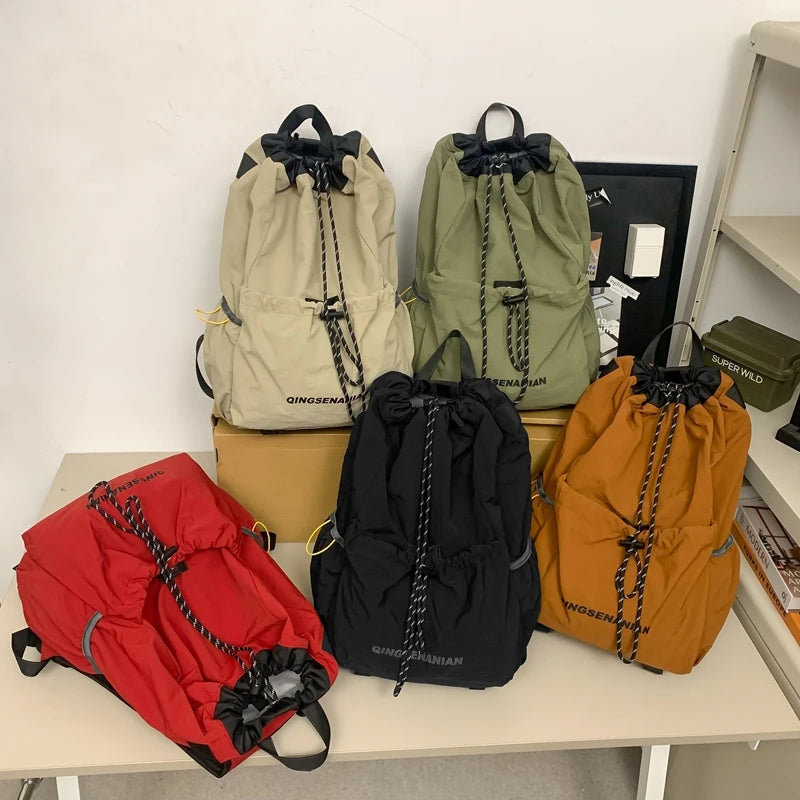 Lightweight Drawstring Backpack – Large Capacity Nylon Travel Bag