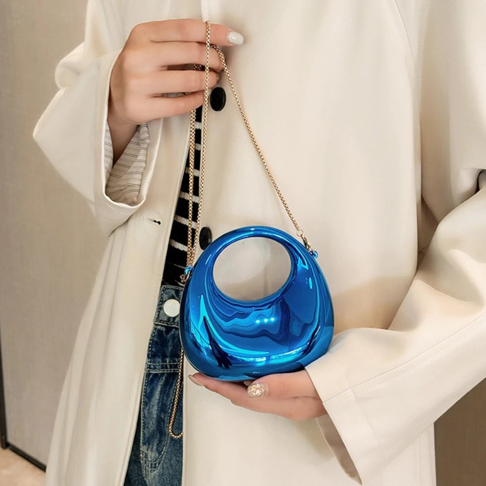 Metallic Half Moon Clutch Bag – Luxury Evening Crossbody