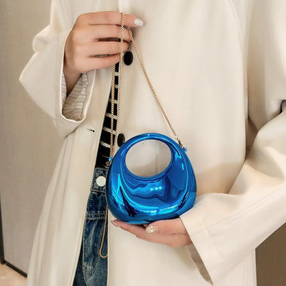 Metallic Half Moon Clutch Bag – Luxury Evening Crossbody