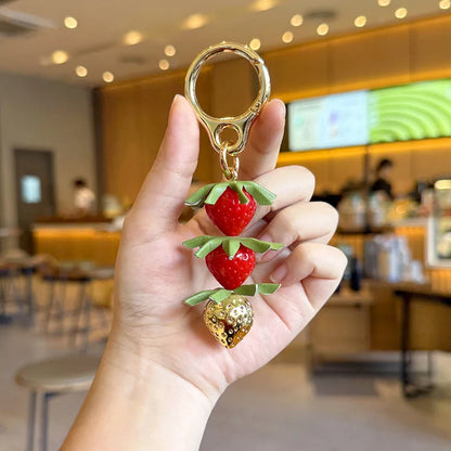 Hand-Woven Leather Fruit Bag Charm – Cute Keychain Pendant