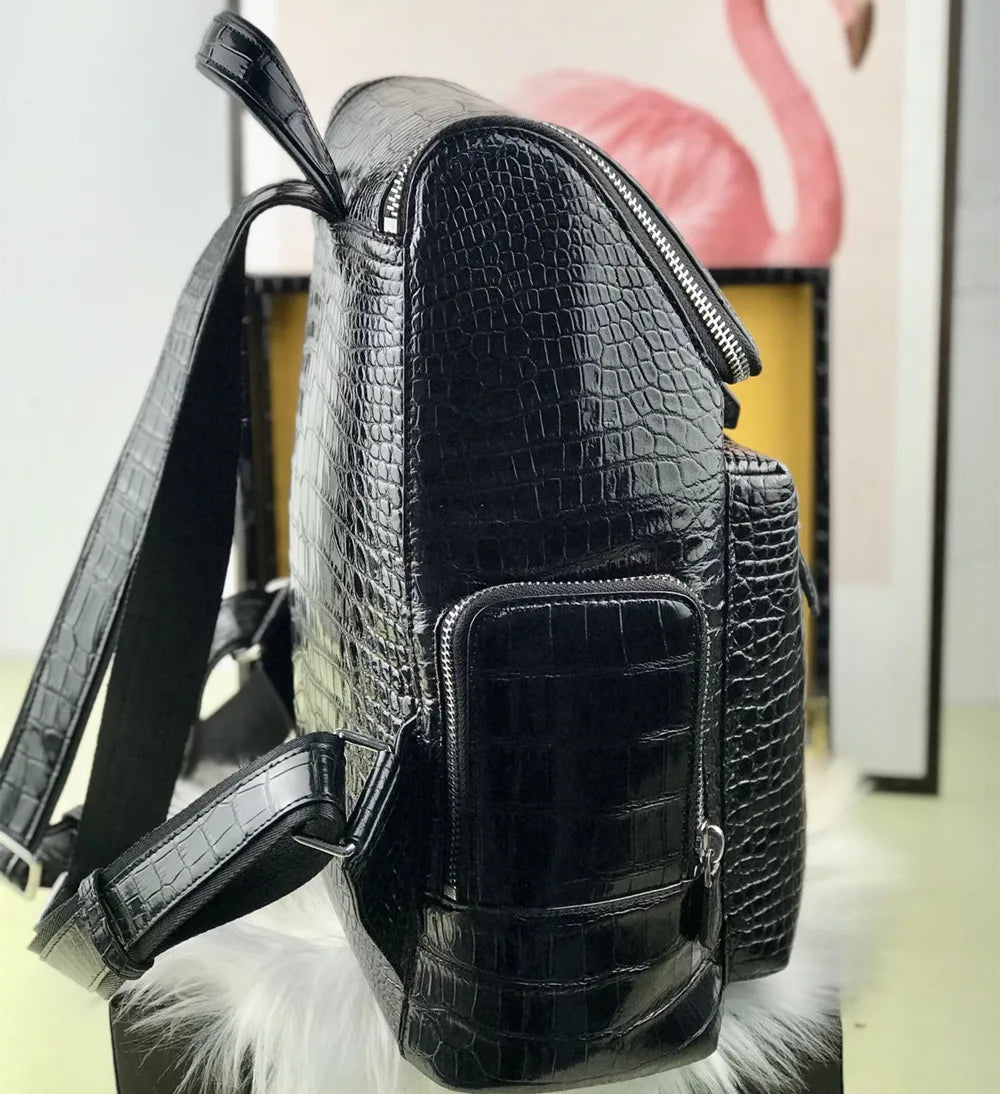 Men's Genuine Crocodile Leather Laptop Backpack