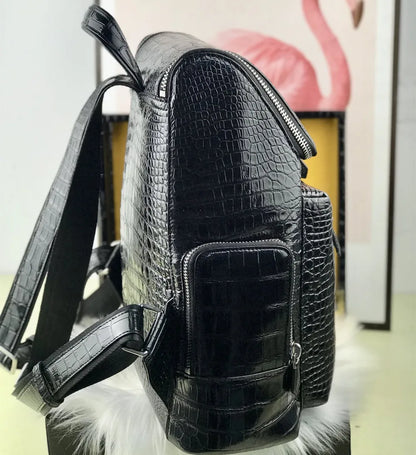 Men's Genuine Crocodile Leather Laptop Backpack