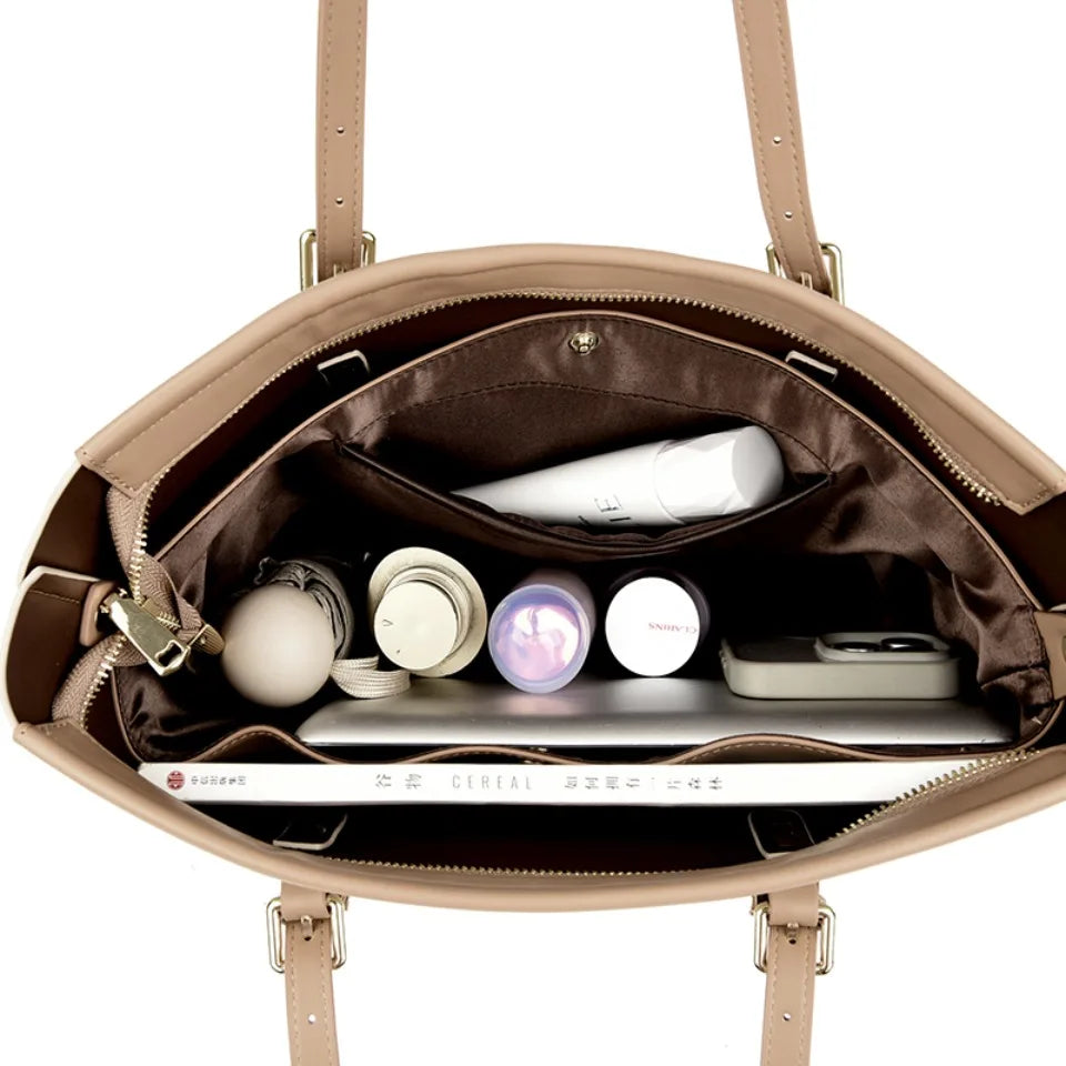 Soft Leather Tote Bag for Women – Large Work & Commute Shoulder Bag