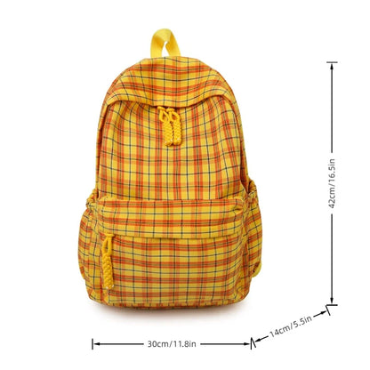 Plaid Nylon Backpack – Large Capacity Student Daypack