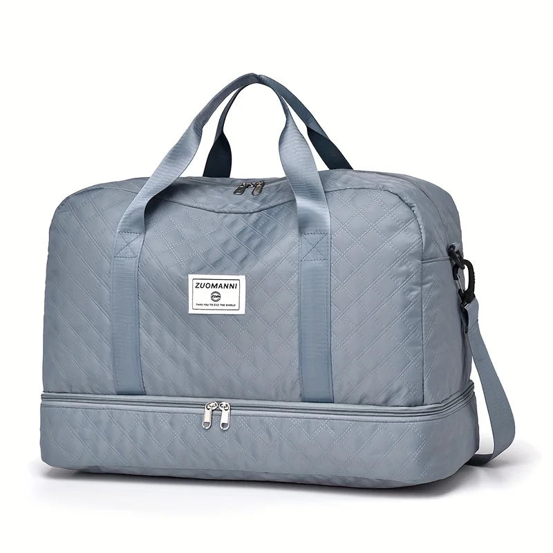 Large Capacity Nylon Travel Duffel Bag with Shoe Compartment
